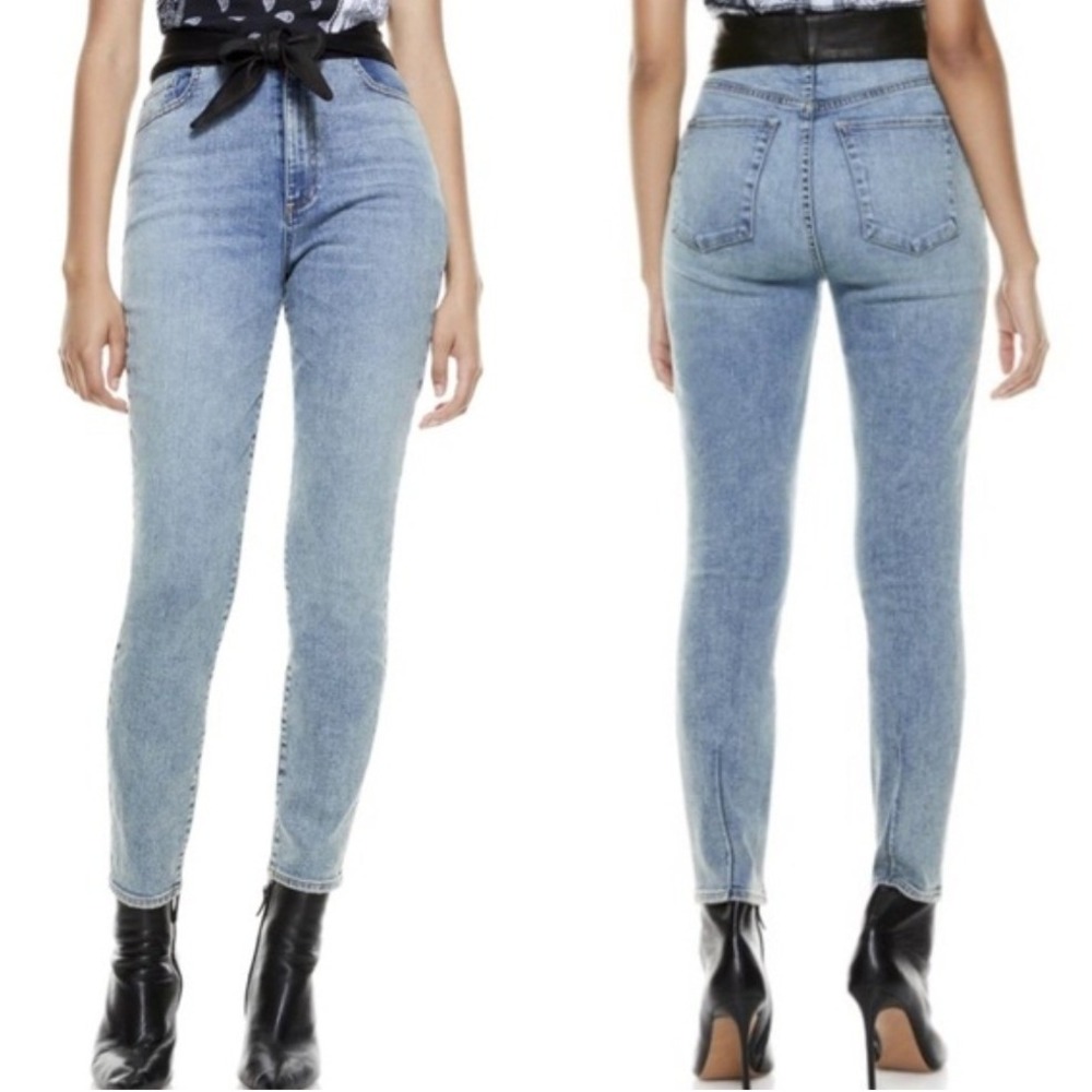 Alice + Olivia Good Leather Jeans Denim Tie Waist High Rise Slim 32